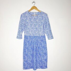 J. McLaughlin Catalina Cloth Mia Dress Oahu Waves Blue White Size Medium